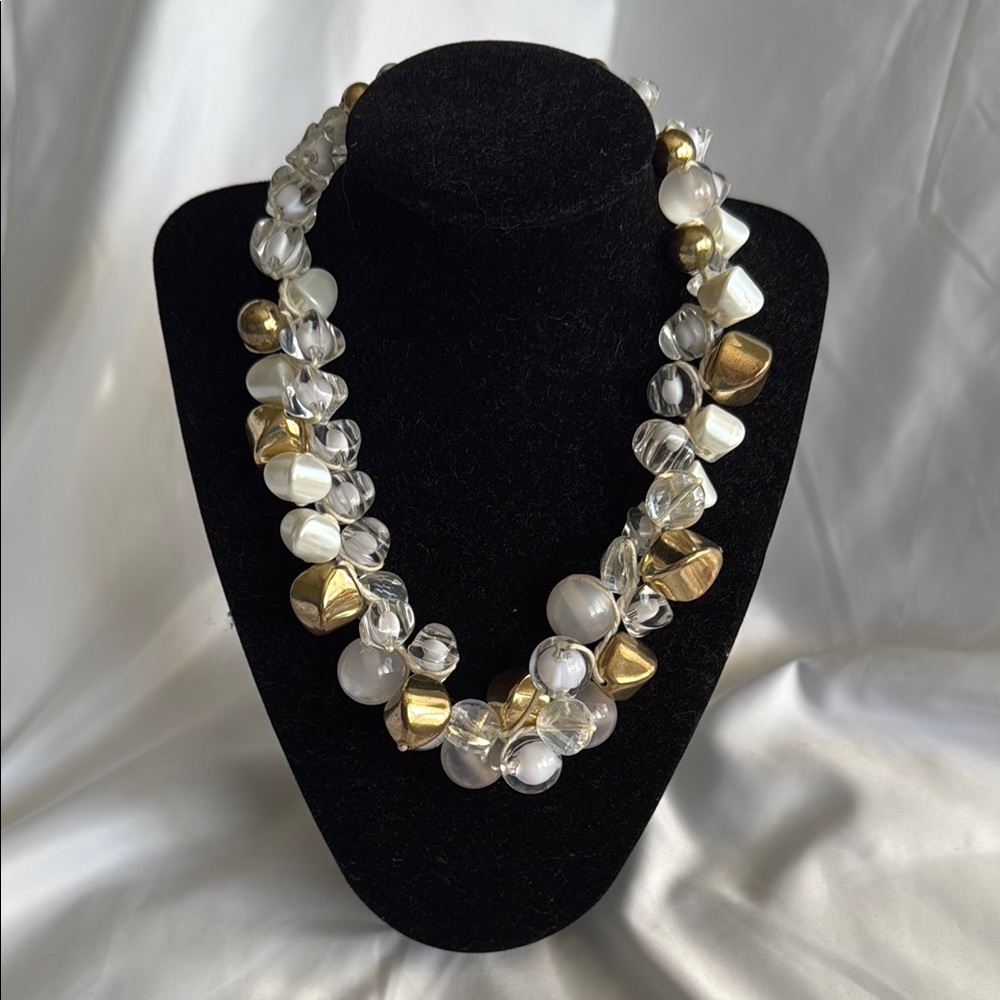Elegant Gold and Crystal Beaded Necklace - 16.5 - 20”